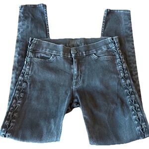 Hudson The Stevie Lace Up Black Skinny Jeans Womens Size 27 Mid Rise Stretc